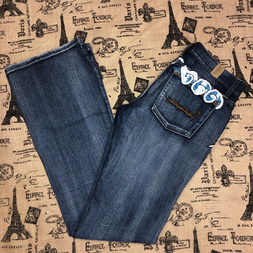 Switch USA Embroidered Bird Dark Wash Flare Bootcut Jean Size 27